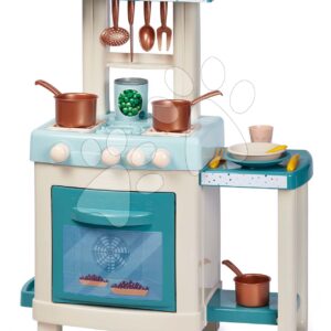 Kuchyňka Gourmet Kitchen Vert Azur Écoiffier 16 doplňků s měděným nádobím od 18 měsíců