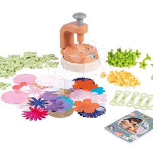 Květinářství s výrobou ozdobných květů Crea Deco Flowers Set Smoby 200 doplňků s přístrojem na spojování textilních lupínků od 5 let