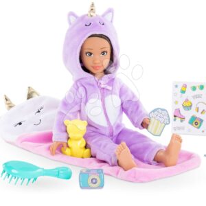 Panenka Luna Pyjama Party Set Corolle Girls s dlouhými hnědými vlasy 28 cm 7 doplňků od 4 let