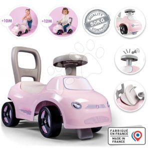 Sportovní odrážedlo a chodítko s funkčním klaksonem 2v1 Auto Ride On Pink Smoby růžové s otočnými koly a úložným prostorem pod sedadlem od 10 měsíců