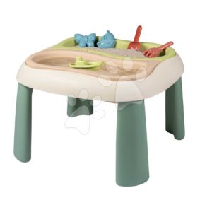 Stůl na vodu a písek Water&Sand Table Life Smoby s otvorem pro slunečník a dvojitý kryt s loďkou bábovičkami a nářadím s UV filtrem od 18 měsíců – model 2025