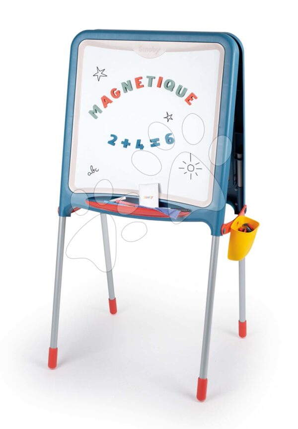 Tabule kovová oboustranná na křídu a magnetky Metal Board Smoby s úložným prostorem a 80 doplňky 105 cm vysoká