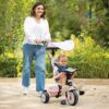 Tříkolka a kočárek v jednom s vysokou opěrkou Baby Balade Tricycle Pink Smoby se slunečníkem brzdou a tichými EVA kolečky růžová od 10 měsíců - Image 2