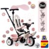 Tříkolka a kočárek v jednom s vysokou opěrkou Baby Balade Tricycle Pink Smoby se slunečníkem brzdou a tichými EVA kolečky růžová od 10 měsíců - Image 3