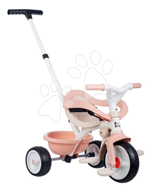 Tříkolka s volnoběhem Be Move Comfort Tricycle Pink Smoby s nastavitelnou vodicí rukojetí a ochrannou hrazdou s tichými EVA kolečky růžová od 10 měsíců