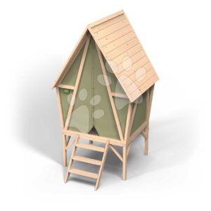Domeček a stan na pilířích z cypřišového dřeva Yuki 300 Playhouse Exit Toys se skluzavkou a plátno s magnetickým uzavíráním