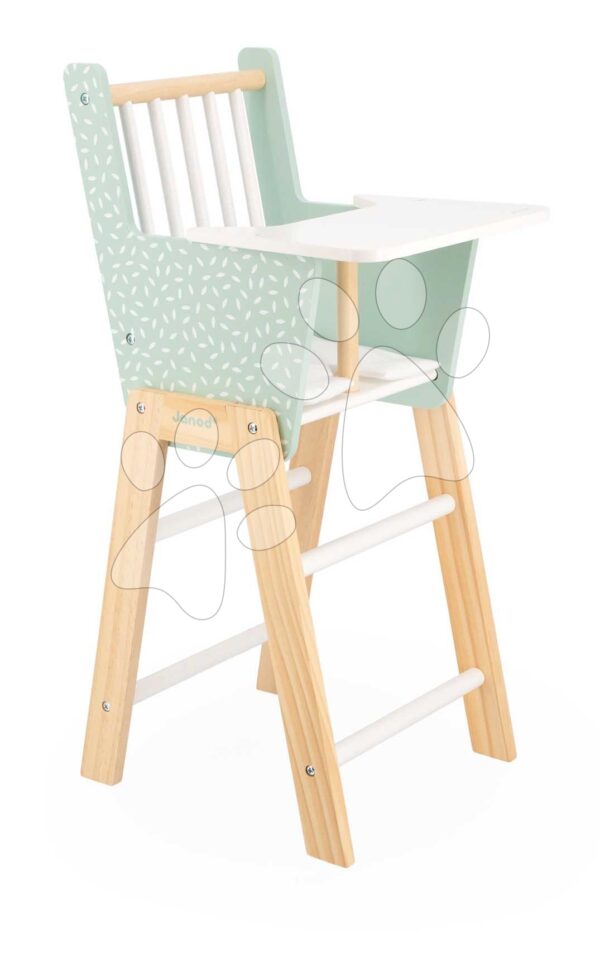 Dřevěná jídelní židle pro panenku Zen High Chair Janod s polštářkem pro 42 cm panenku