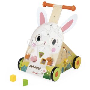 Dřevěné chodítko Zajíc Wooden Rabbit Multi-Activity Cart Janod multifunkční od 12 měs