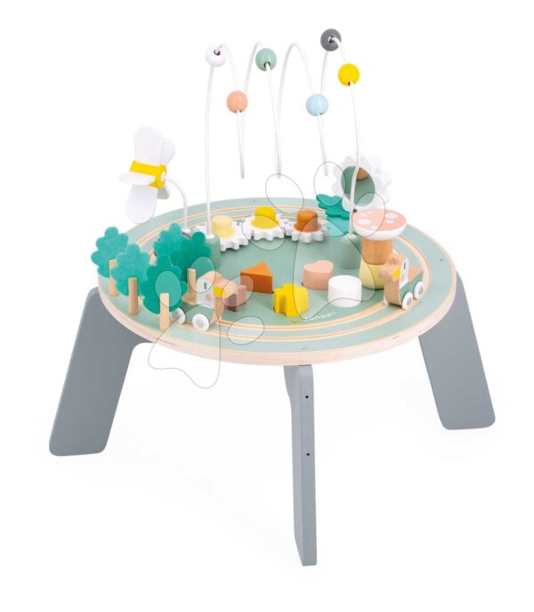 Dřevěný didaktický stolek Zahrada Garden Activity Table Sweet Cocoon Janod s aktivitami od 12 měs