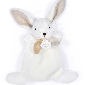 Plyšový zajíček na mazlení Happy Wild Doudou et Compagnie bílý 17 cm v dárkovém balení od 0 měsíců