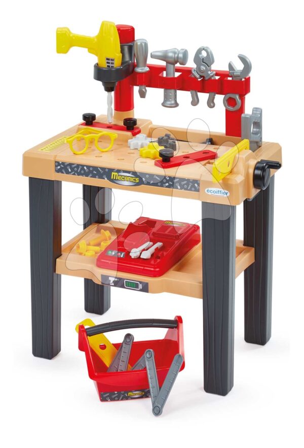 Pracovní stolek Big Workbench Mecanics Écoiffier s kufříkem a vrtačkou 29 doplňků od 18 měsíců