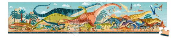 Puzzle v kufříku Dinosauři Dino Panoramic Puzzle Janod panoramatické 100 dílů od 6 let