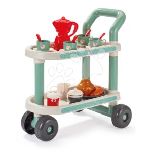 Servírovací vozík Breakfast 100% Chef Écoiffier s čajovou soupravou croissant a koláček 22 dílů od 18 měsíců