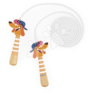Švihadlo Pes Dog Skipping Rope Applepop Janod s dřevěnými držadly