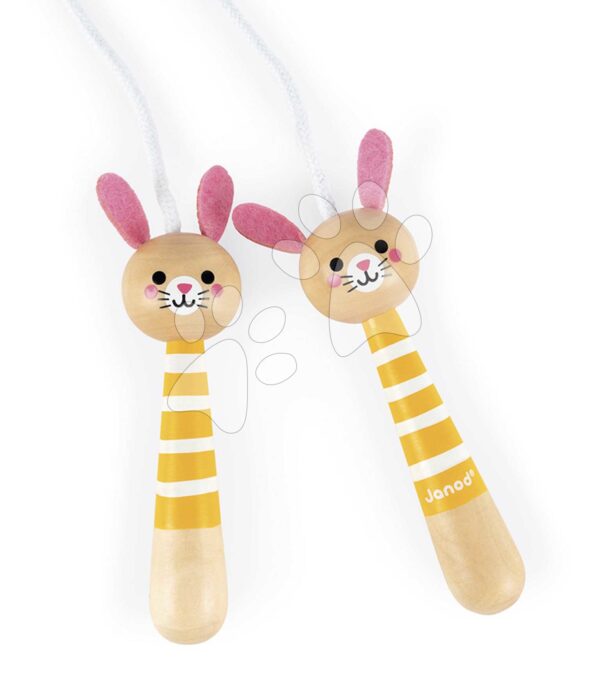 Švihadlo Zajíc Bunny Skipping Rope Janod s dřevěnými držadly a nastavitelnou délkou