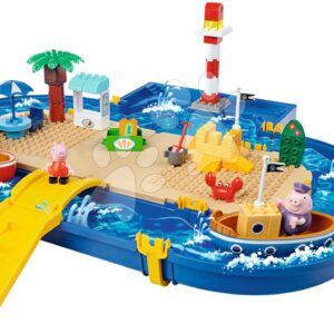 Vodní dráha Peppa Pig Holiday Waterplay BIG s 2 loďkami a 3 postavičky 71 dílů – kompatibilní s Duplem