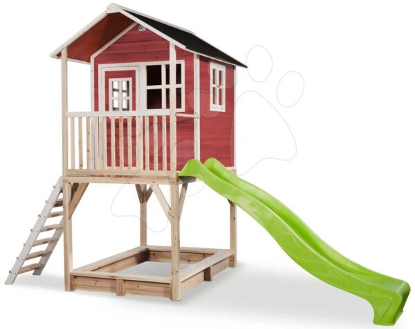 Domeček cedrový na pilířích Loft 700 Red Exit Toys s voděodolnou střechou pískovištěm a 2
