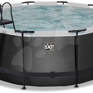 Bazén s filtrací Black Leather pool Exit Toys kruhový ocelová konstrukce 360*122 cm černý od 6 let