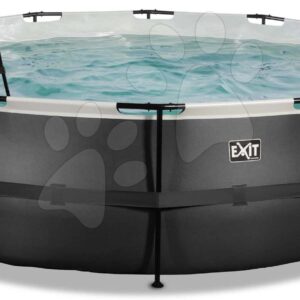Bazén s filtrací Black Leather pool Exit Toys kruhový ocelová konstrukce 488*122 cm černý od 6 let