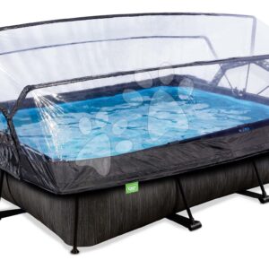 Bazén s krytem a filtrací Black Wood pool Exit Toys ocelová konstrukce 300*200*65 cm černý od 6 let