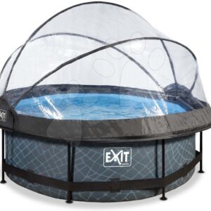 Bazén s krytem a filtrací Stone pool Exit Toys kruhový ocelová konstrukce 244*76 cm šedý od 6 let