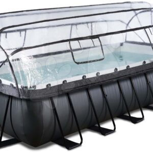 Bazén s krytem a pískovou filtrací Black Leather pool Exit Toys ocelová konstrukce 540*250*122 cm černý od 6 let