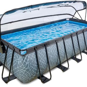 Bazén s krytem a pískovou filtrací Stone pool Exit Toys ocelová konstrukce 540*250*122 cm šedý od 6 let