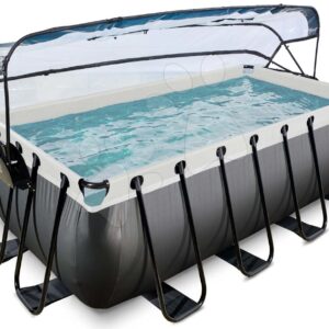 Bazén s krytem pískovou filtrací a tepelným čerpadlem Black Leather pool Exit Toys ocelová konstrukce 400*200*122 cm černý od 6 let