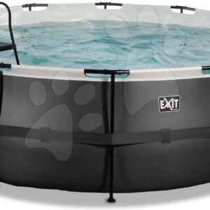 Bazén s pískovou filtrací Black Leather pool Exit Toys kruhový ocelová konstrukce 427*122 cm černý od 6 let