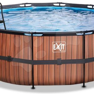 Bazén s pískovou filtrací Wood pool Exit Toys kruhový ocelová konstrukce 427*122 cm hnědý od 6 let
