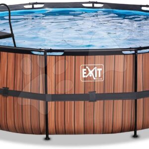 Bazén s pískovou filtrací Wood pool Exit Toys kruhový ocelová konstrukce 488*122 cm hnědý od 6 let