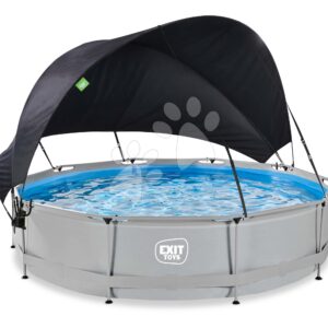 Bazén se stříškou a filtrací Soft Grey pool Exit Toys kruhový ocelová konstrukce 360*76 cm šedý od 6 let