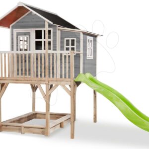 Domeček cedrový na pilířích Loft 750 Grey Exit Toys velký s voděodolnou střechou pískovištěm a 2