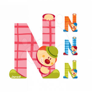 Janod dřevěné písmeno Clown Letter N 04555 modré zelené oranžové růžové