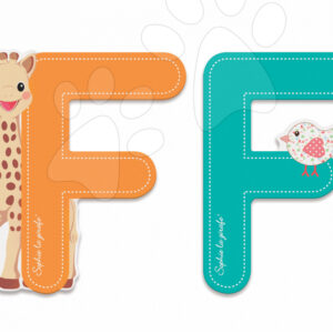 Janod dřevěné písmeno F Sophie The Giraffe 09550 oranžové tyrkysové