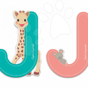 Janod dřevěné písmeno J Sophie The Giraffe 09554 tyrkysové růžové