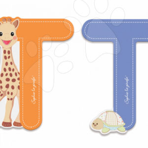 Janod dřevěné písmeno T Sophie The Giraffe 09564 oranžové modré