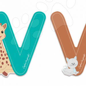 Janod dřevěné písmeno V Sophie The Giraffe 09566 tyrkysové hnědé