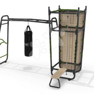 Multifunkční fitness centrum GetSet Powerstation PS520 Exit Toys s boxovacím pytlem bradly lavičkou lezeckou stěnou a lanem na šplhání
