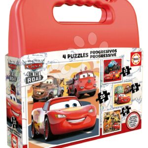 Puzzle Cars Disney Progressive Educa 12-16-20-25 dílků v kufříku