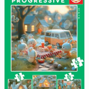 Puzzle Zajíčci Bunny City Progressive Educa progresivní 12-16-20-25 dílů