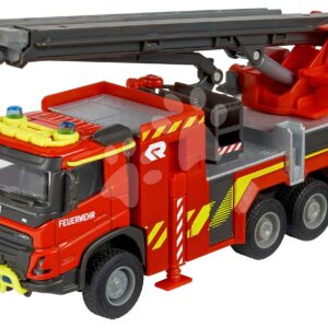 Autíčko hasičské Volvo FMX Truck Fire Engine Majorette s vysouvací plošinou délka 19 cm