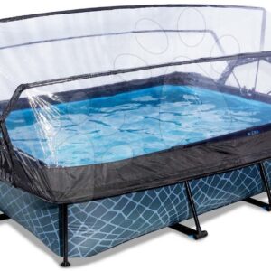 Bazén s krytem a filtrací Stone pool Exit Toys ocelová konstrukce 220*150 cm šedý od 6 let