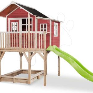 Domeček cedrový na pilířích Loft 750 Red Exit Toys velký s voděodolnou střechou pískovištěm a 2