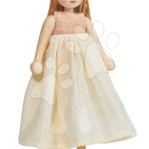 Dřevěná panenka v šatech Ferne Wooden Doll Tender Leaf Toys s pohyblivýma rukama a nohama 25 cm výška