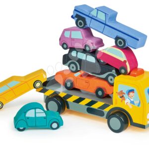 Dřevěná stohovatelná autíčka Stacking Cars Tender Leaf Toys 7 druhů autíček pro rozvoj jemné motoriky od 18 měsíců