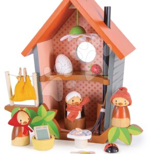 Dřevěné hnízdo Robin’s Nest Box Tender Leaf Toys s figurkami ptáčků a vajíčkem