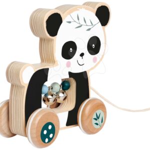 Dřevěné zvířátko na tahání Push along Animal Eichhorn se zvonečky panda opička od 12 měsíců
