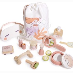 Dřevěný lázeňský set pro panenku Spa Retreat Set Tender Leaf Toys v textilní tašce s 11 doplňky