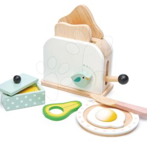 Dřevěný topinkovač s avokádem Breakfast toaster set Tender Leaf Toys chleby